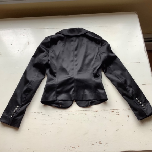 Express Design Studio Cropped Satin Tuxedo Jacket SZ 0 - Picture 7 of 11